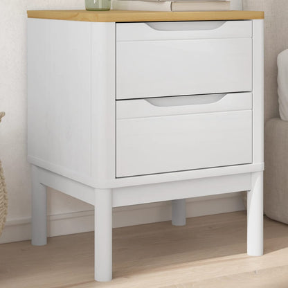 Comodino FLORO Bianco 45x39x57 cm in Legno Massello di Pino - homemem39