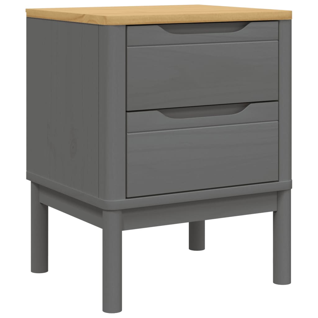 Comodino FLORO Grigio 45x39x57 cm in Legno Massello di Pino