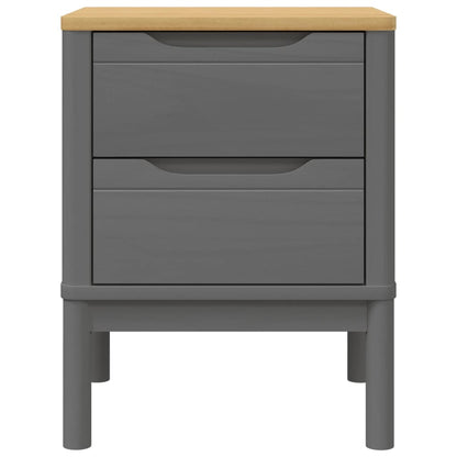 Comodino FLORO Grigio 45x39x57 cm in Legno Massello di Pino