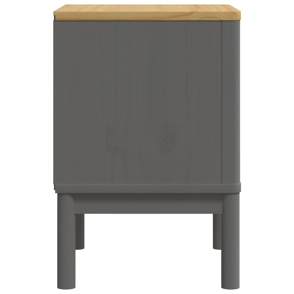 Comodino FLORO Grigio 45x39x57 cm in Legno Massello di Pino