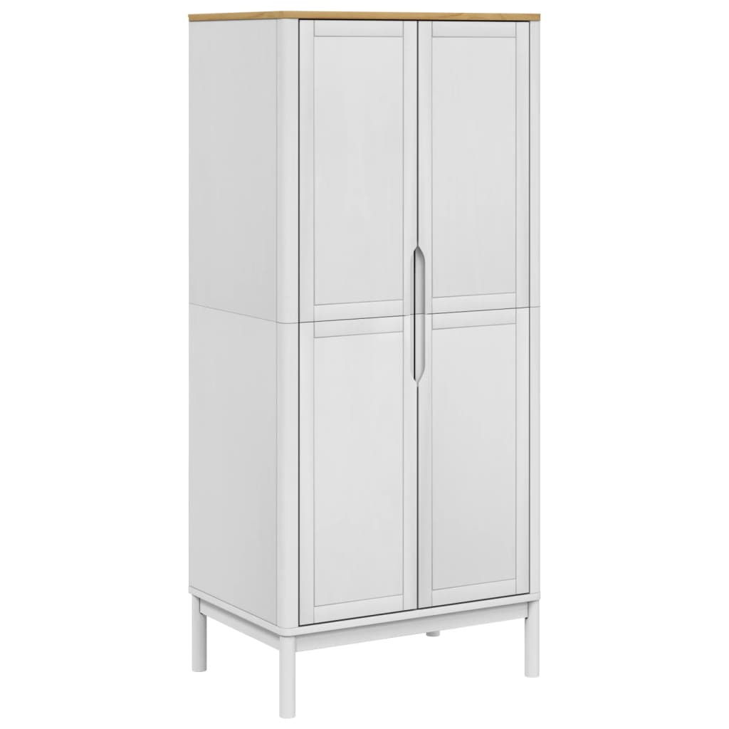 Armadio FLORO Bianco 77x53x171 cm in Legno Massello di Pino - homemem39