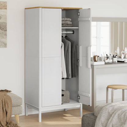 White FLORO wardrobe 77x53x171 cm in solid pine wood