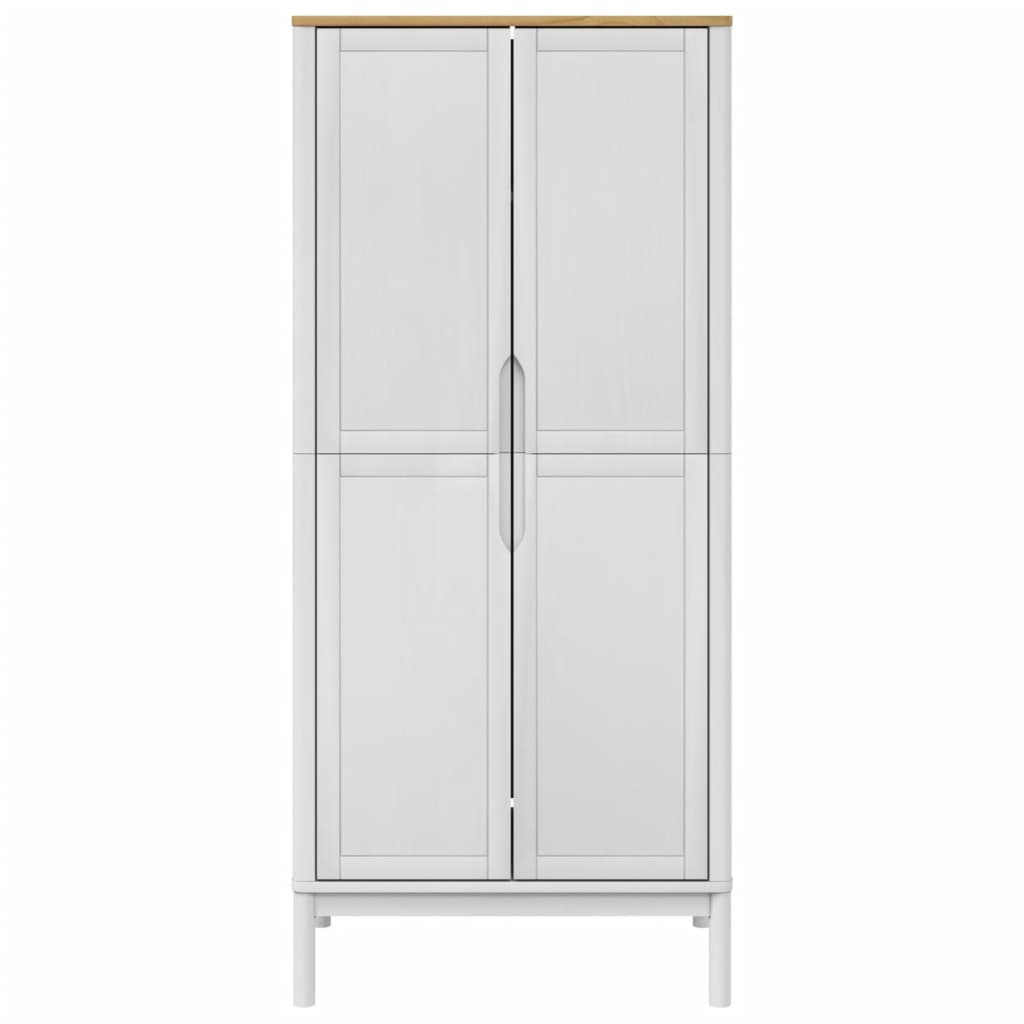 Armadio FLORO Bianco 77x53x171 cm in Legno Massello di Pino - homemem39