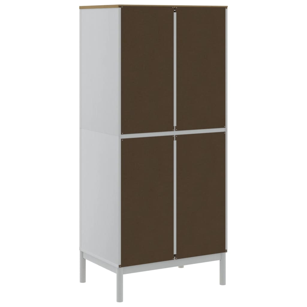 White FLORO wardrobe 77x53x171 cm in solid pine wood