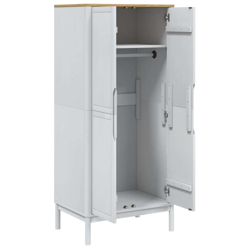 Armadio FLORO Bianco 77x53x171 cm in Legno Massello di Pino - homemem39