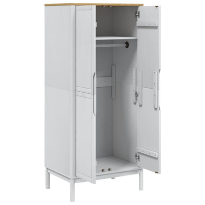 Armadio FLORO Bianco 77x53x171 cm in Legno Massello di Pino - homemem39