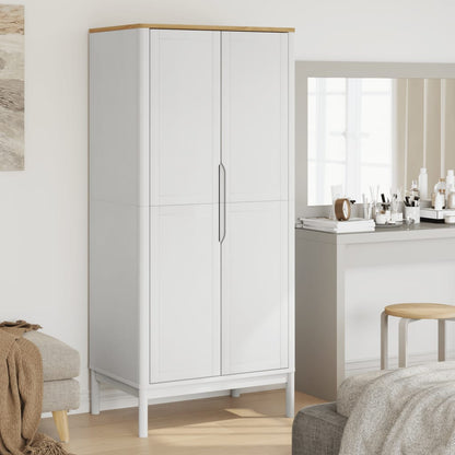 White FLORO wardrobe 77x53x171 cm in solid pine wood