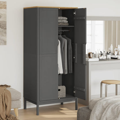FLORO wardrobe 77x53x171 cm in solid gray pine wood