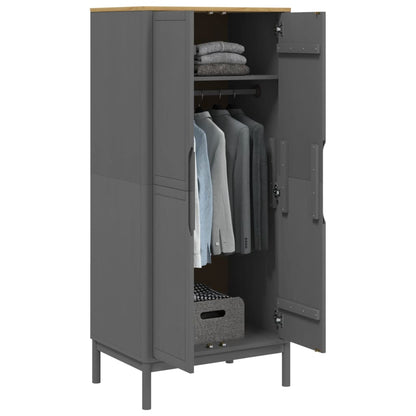 FLORO wardrobe 77x53x171 cm in solid gray pine wood