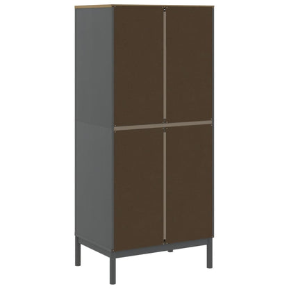 FLORO wardrobe 77x53x171 cm in solid gray pine wood