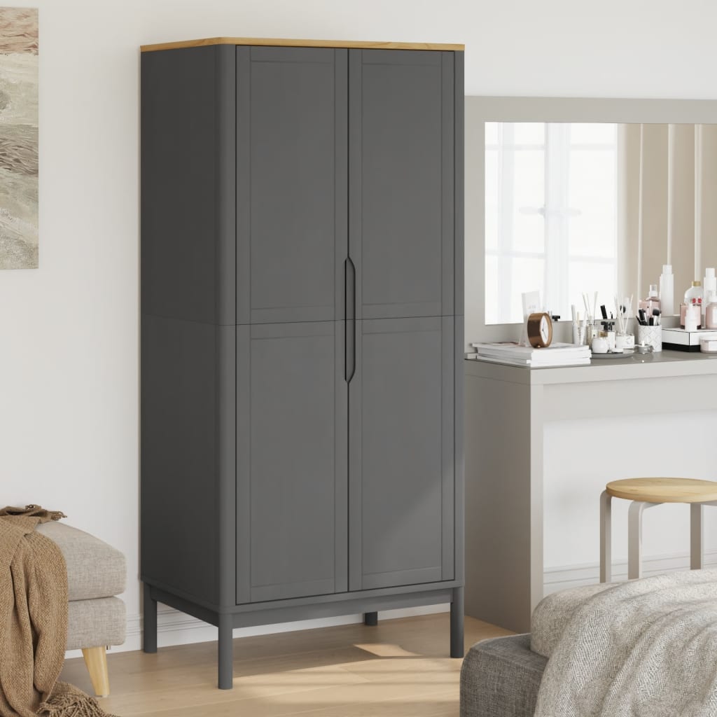 FLORO wardrobe 77x53x171 cm in solid gray pine wood