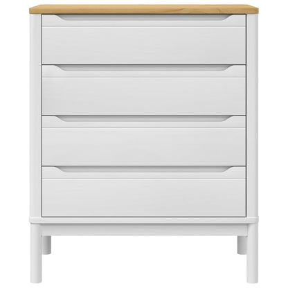 White FLORO chest of drawers in solid pine wood