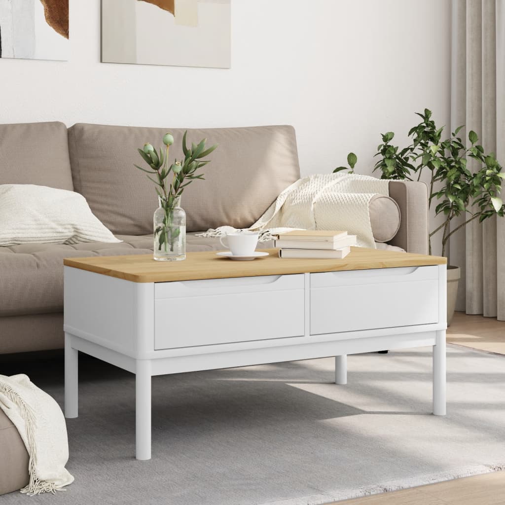 Tavolino FLORO Bianco 99x55,5x45 cm in Legno di Pino | homemem39