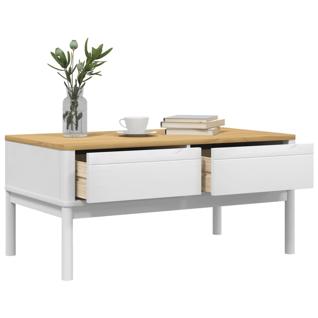 Tavolino FLORO Bianco 99x55,5x45 cm in Legno di Pino
