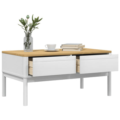 Tavolino FLORO Bianco 99x55,5x45 cm in Legno di Pino