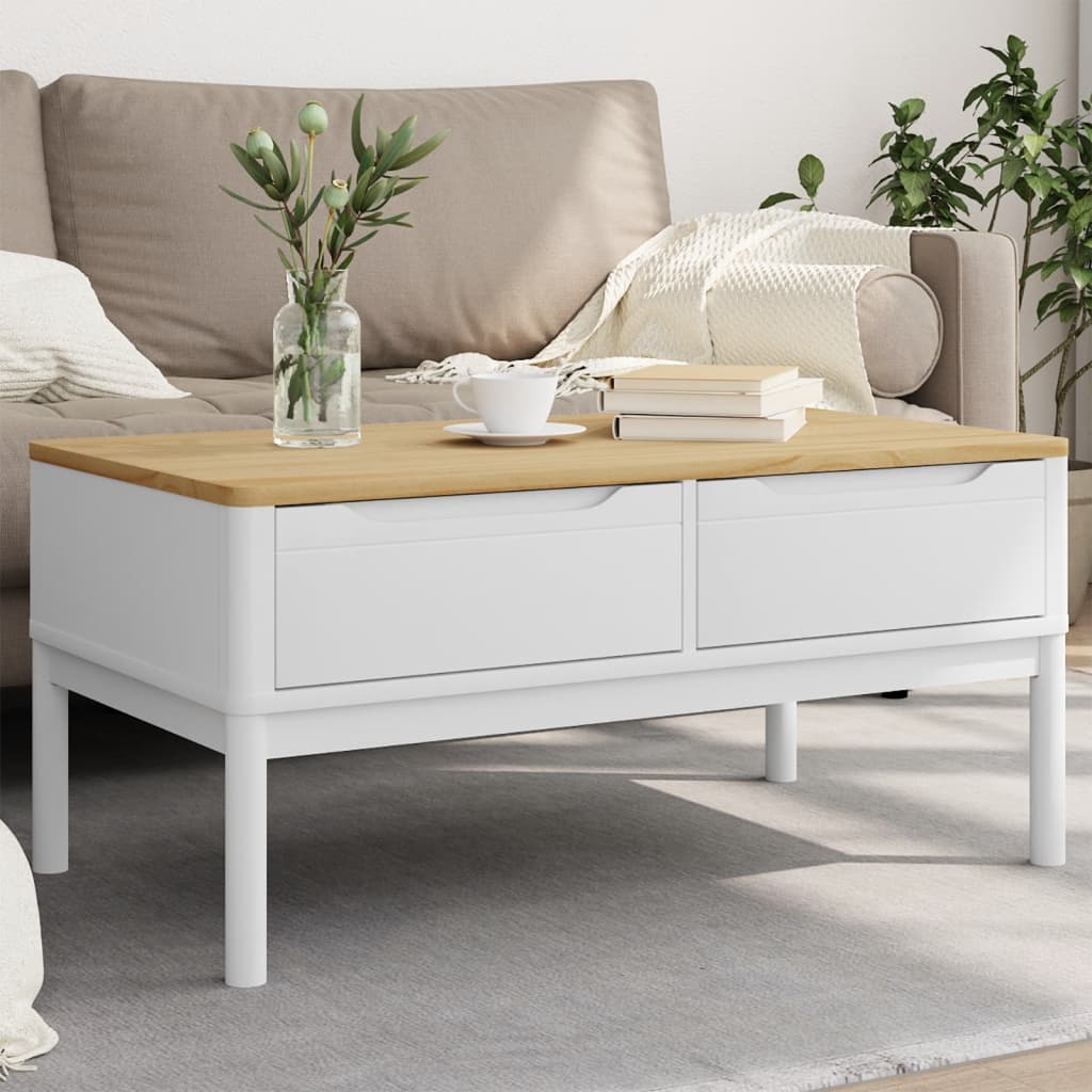 Tavolino FLORO Bianco 99x55,5x45 cm in Legno di Pino | homemem39
