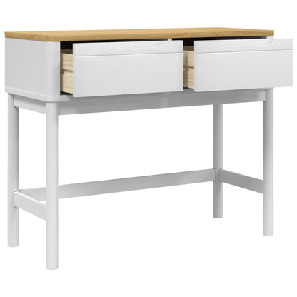 Tavolo Consolle FLORO Bianco 89,5x36,5x73cm Legno Massello Pino
