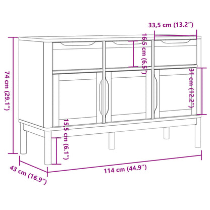 Credenza FLORO Marrone Cera 114x43x74 cm in Legno di Pino