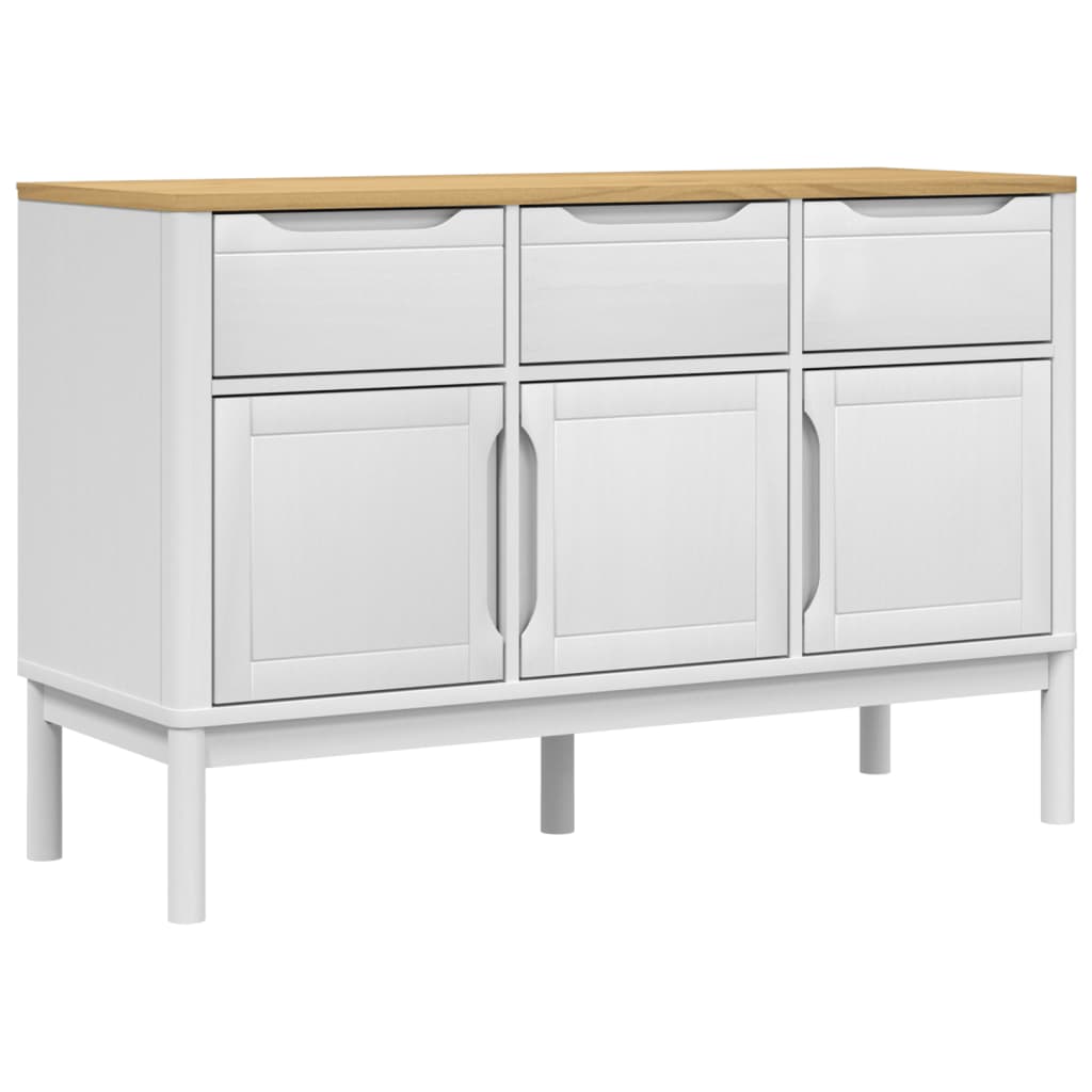 Credenza FLORO Bianca 114x43x74 cm in Legno Massello di Pino