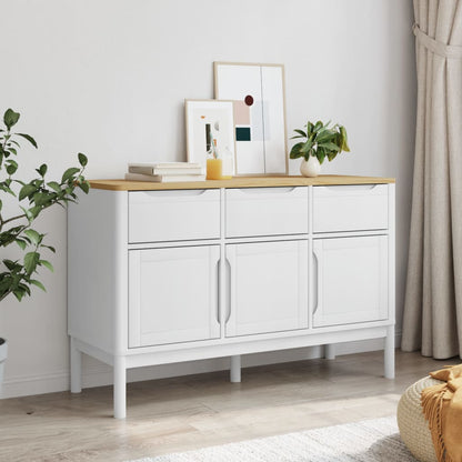 Credenza FLORO Bianca 114x43x74 cm in Legno Massello di Pino