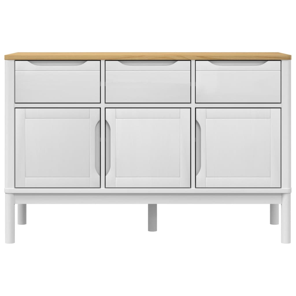 Credenza FLORO Bianca 114x43x74 cm in Legno Massello di Pino