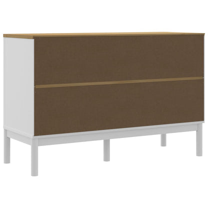 Credenza FLORO Bianca 114x43x74 cm in Legno Massello di Pino