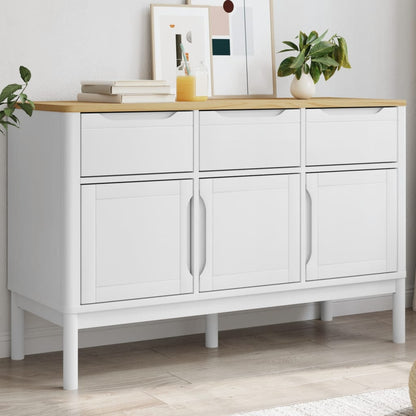 Credenza FLORO Bianca 114x43x74 cm in Legno Massello di Pino