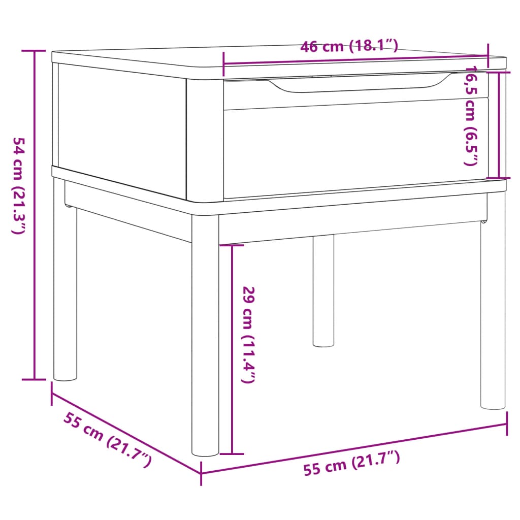 Tavolo per Lampada FLORO 55x55x54 cm Marrone Cera Legno di Pino | homemem39