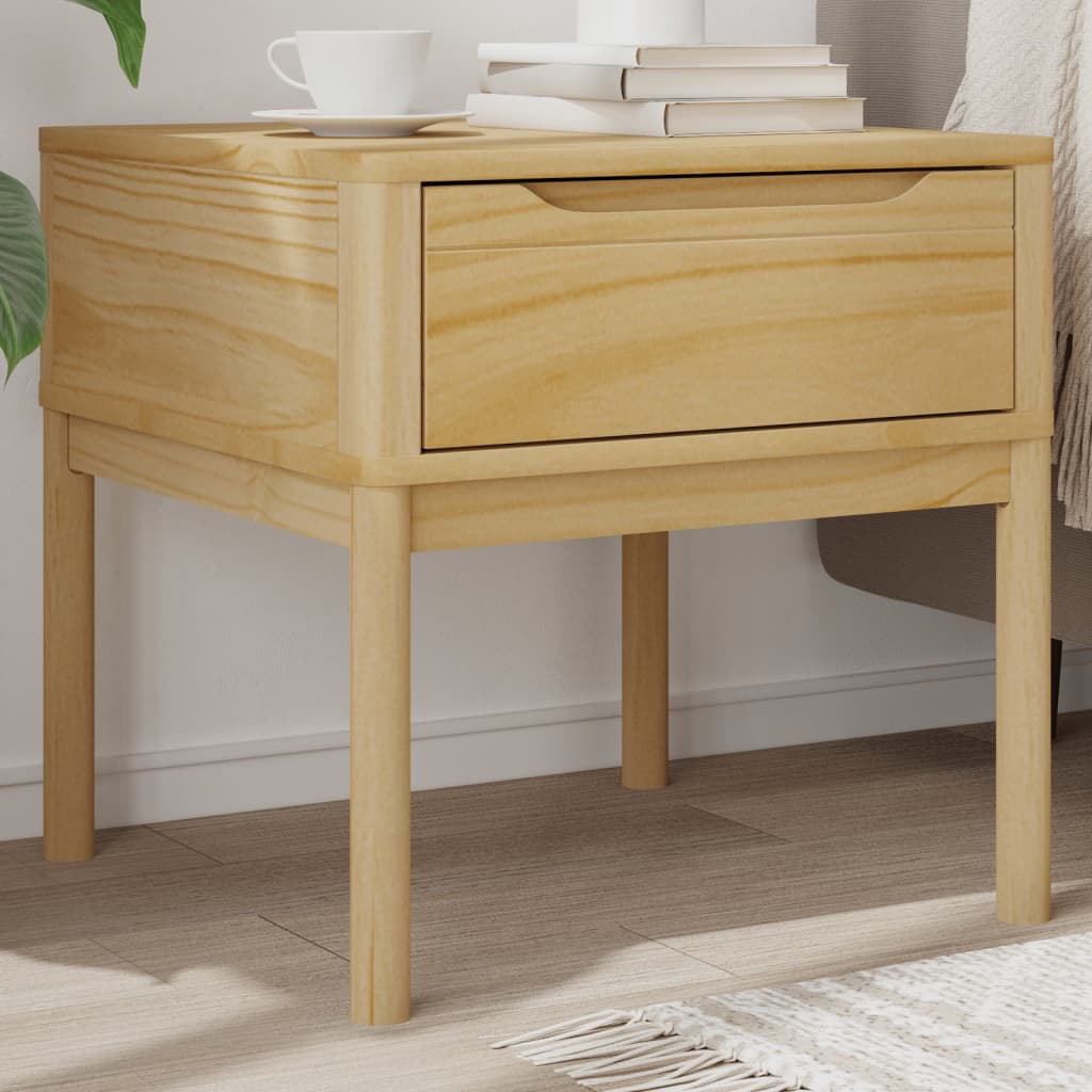 Tavolo per Lampada FLORO 55x55x54 cm Marrone Cera Legno di Pino | homemem39