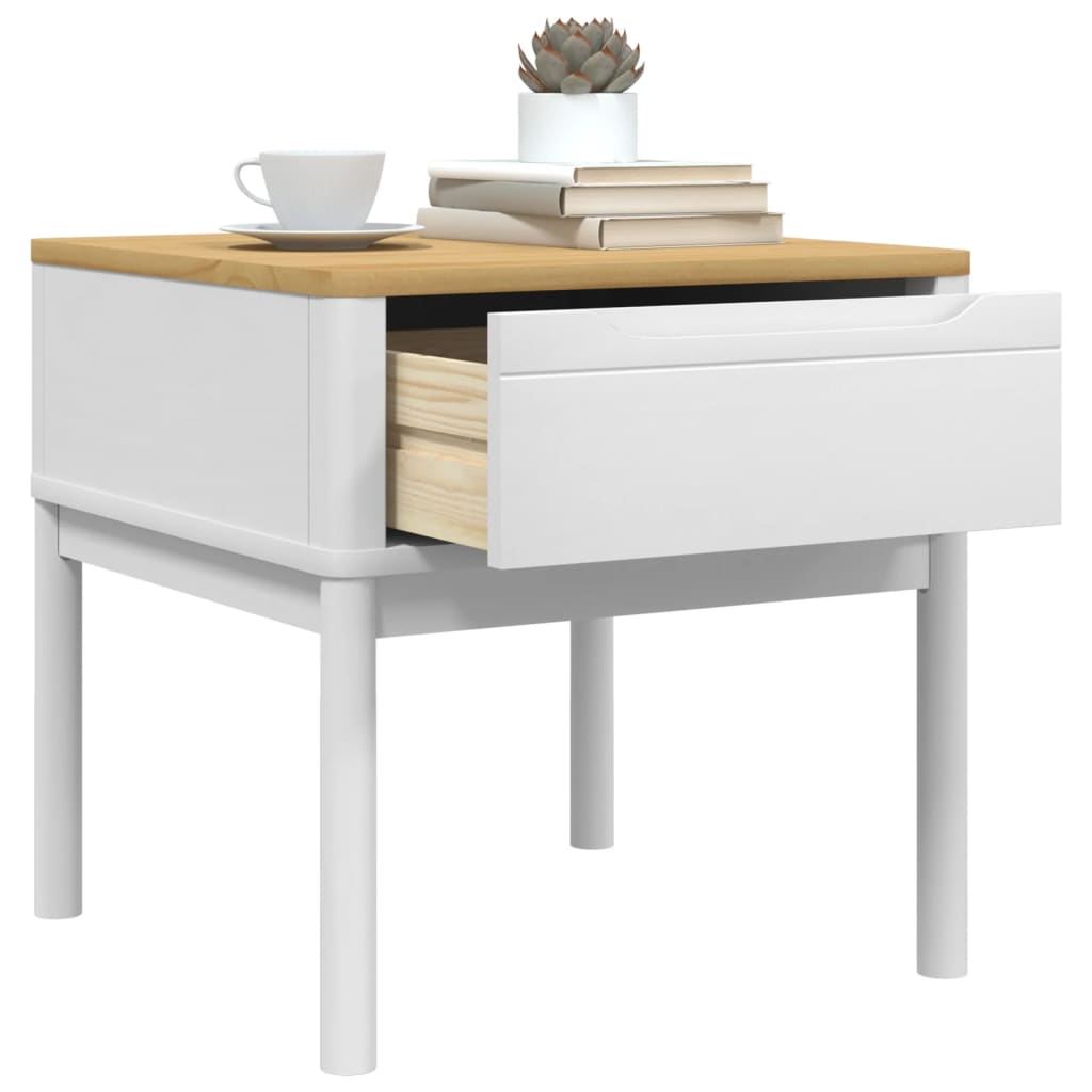 Tavolo per Lampada FLORO Bianco 55x55x54 cm Legno di Pino