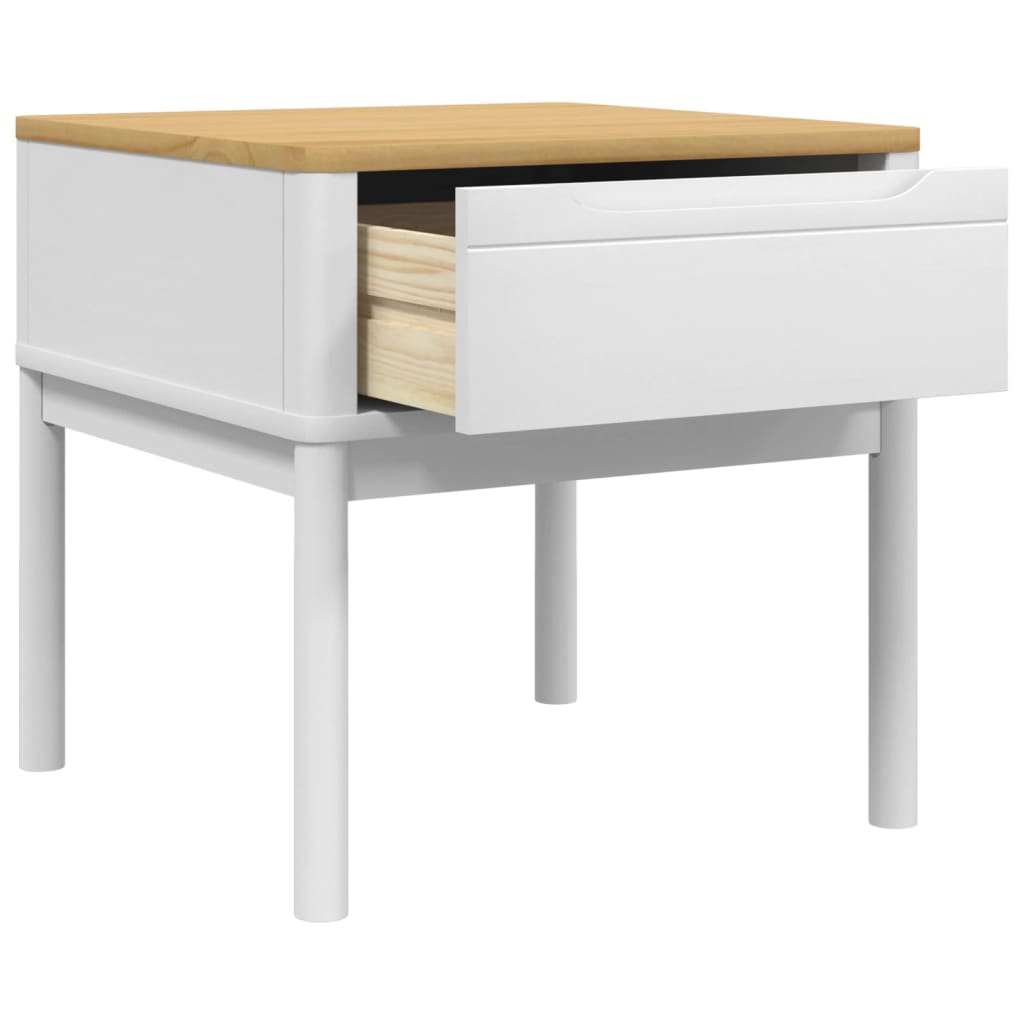 Tavolo per Lampada FLORO Bianco 55x55x54 cm Legno di Pino | homemem39