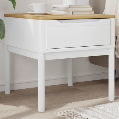 Tavolo per Lampada FLORO Bianco 55x55x54 cm Legno di Pino | homemem39