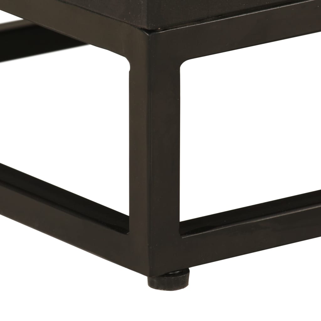 Comodino Nero 40x30x50 cm in Legno Massello di Mango e Ferro | homemem39