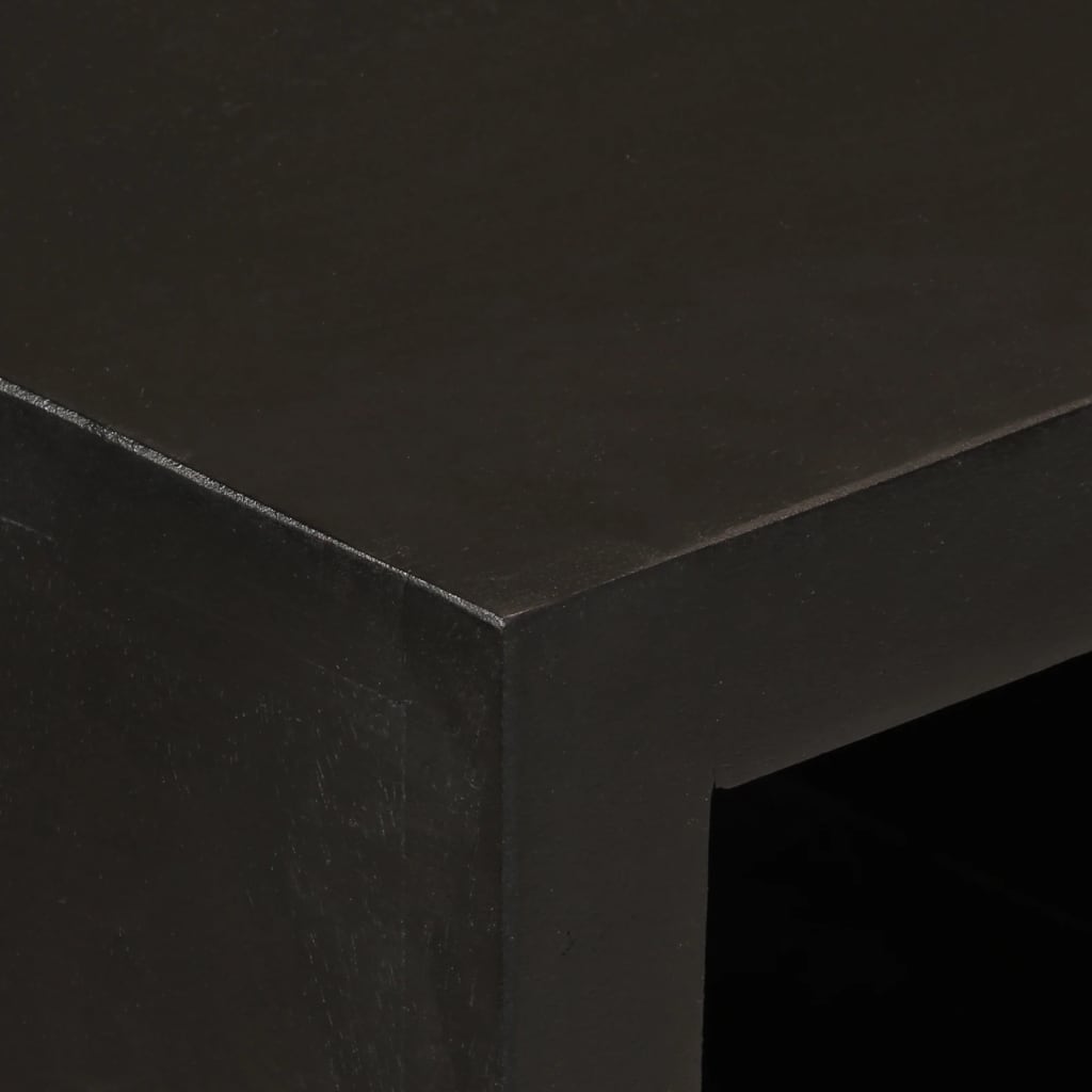 Credenza Nera 55x30x76 cm in Legno Massello di Mango e Ferro