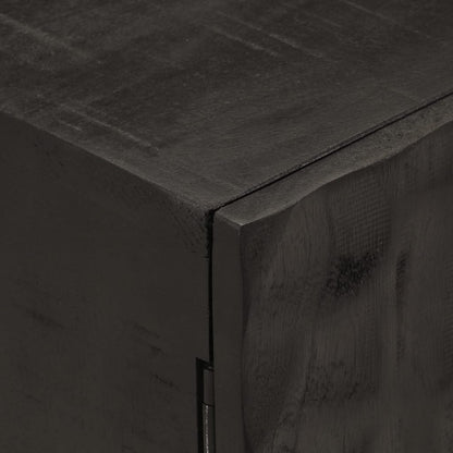 Comodino Nero 40x30x50 cm in Legno Massello di Mango e Ferro | homemem39