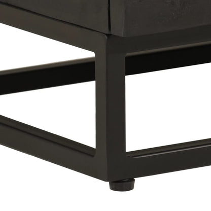 Comodino Nero 40x30x50 cm in Legno Massello di Mango e Ferro