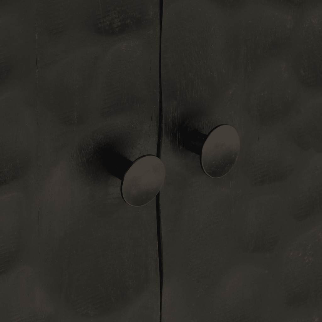 Credenza Nera 55x30x76 cm in Legno Massello di Mango e Ferro