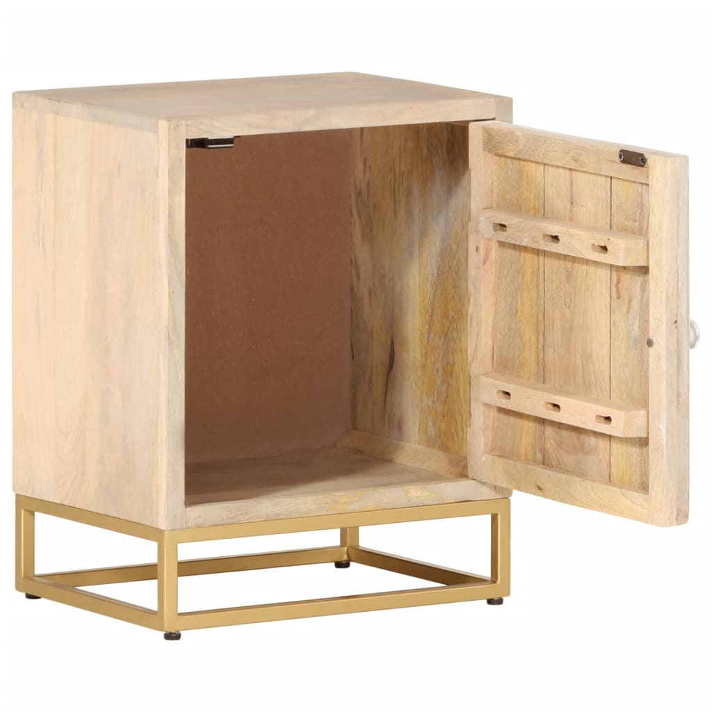 Comodino 40x30x50 cm in Legno Massello di Mango e Ferro | homemem39