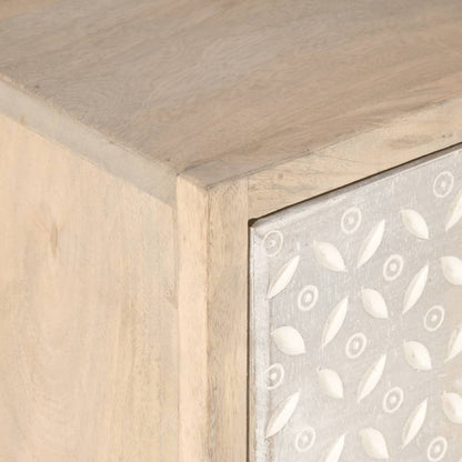 Comodino 40x30x50 cm in Legno Massello di Mango e Ferro