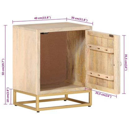 Comodino 40x30x50 cm in Legno Massello di Mango e Ferro