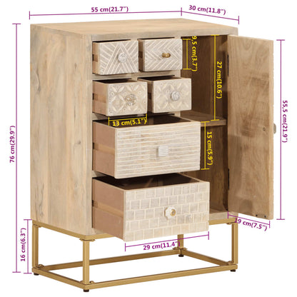 Credenza 55x30x76 cm in Legno Massello di Mango e Ferro