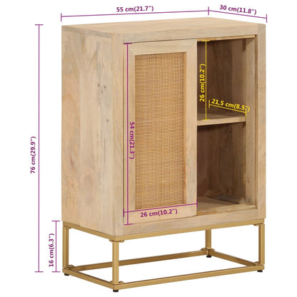 Credenza 55x30x76 cm in Legno Massello di Mango e Ferro