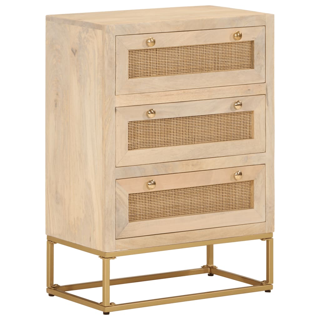 Chest of drawers 55x30x76 cm in Solid Mango Wood and Iron