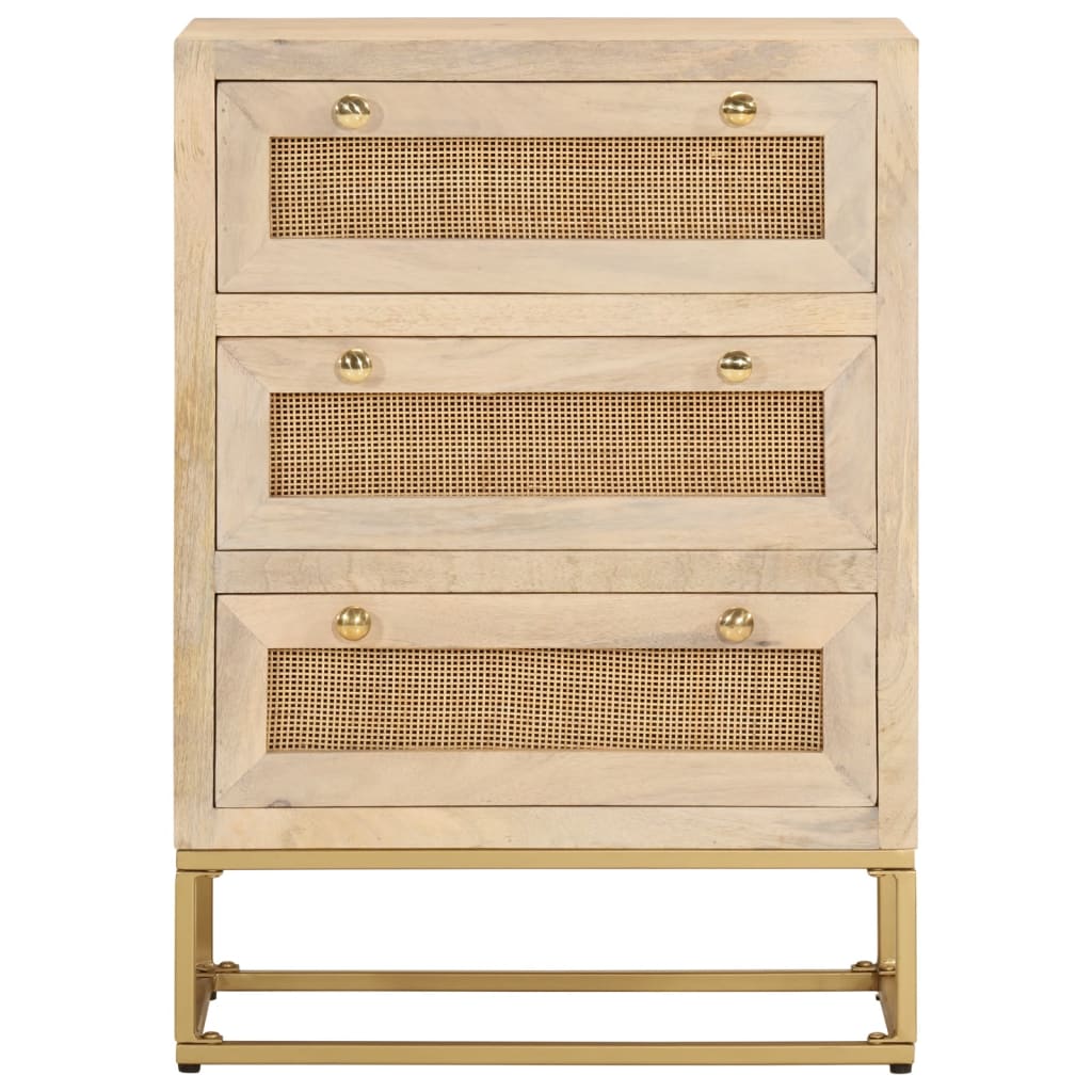 Chest of drawers 55x30x76 cm in Solid Mango Wood and Iron