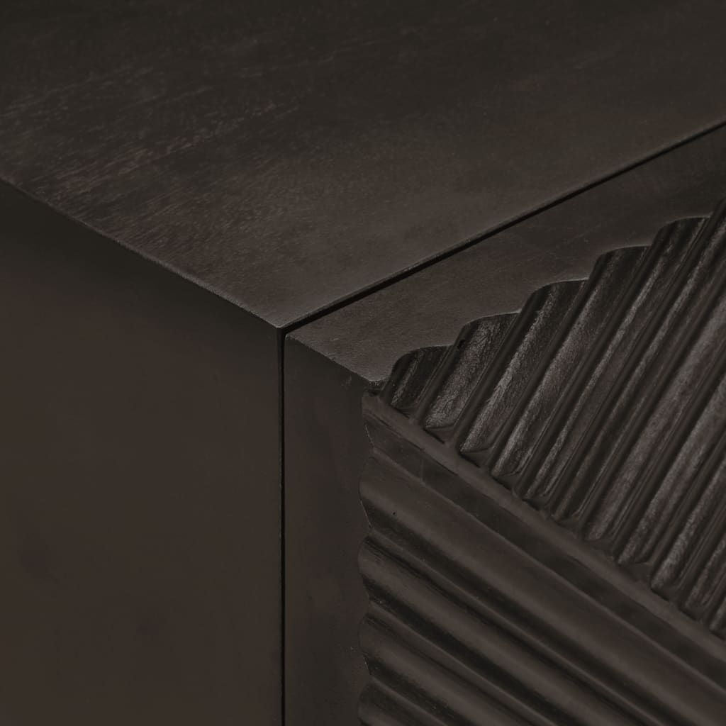 Comodino Nero 40x30x50 cm in Legno Massello di Mango e Ferro