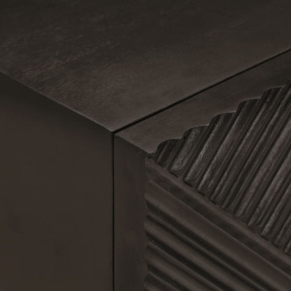 Comodino Nero 40x30x50 cm in Legno Massello di Mango e Ferro