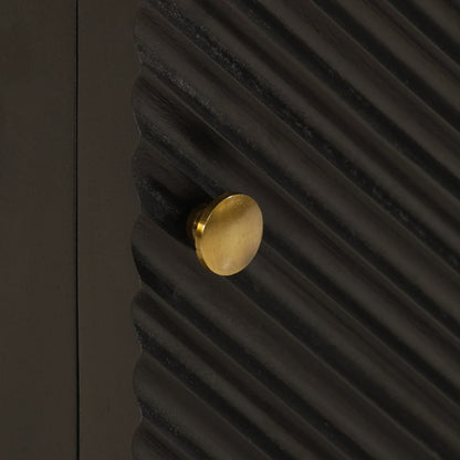 Comodino Nero 40x30x50 cm in Legno Massello di Mango e Ferro | homemem39