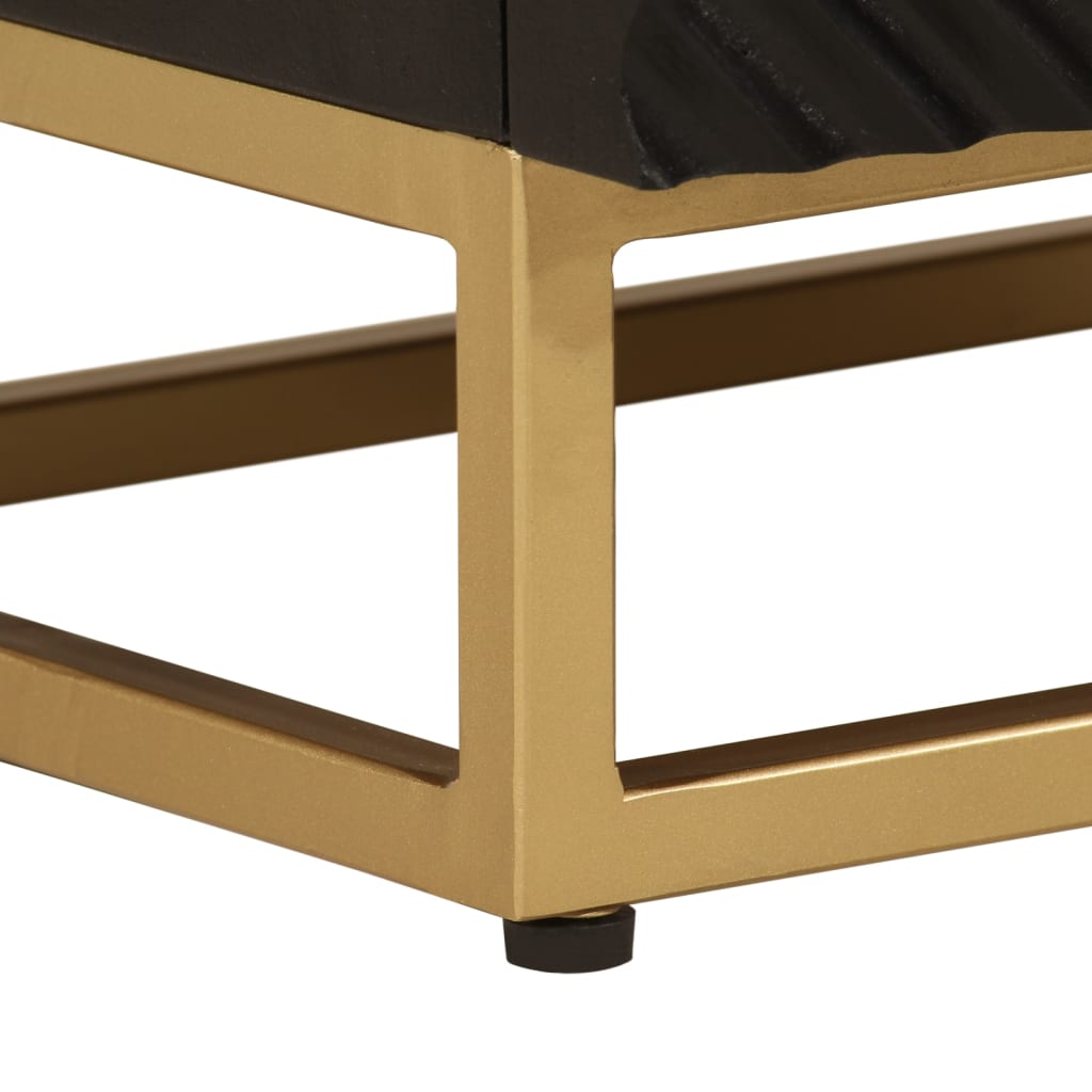 Comodino Nero 40x30x50 cm in Legno Massello di Mango e Ferro | homemem39