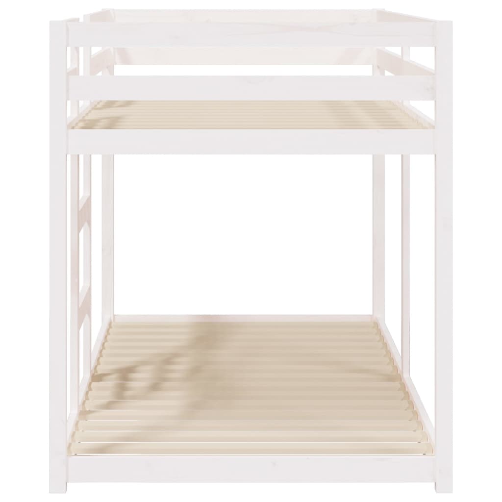 Letto a Castello Bianco 90x190 cm in Legno Massello di Pino