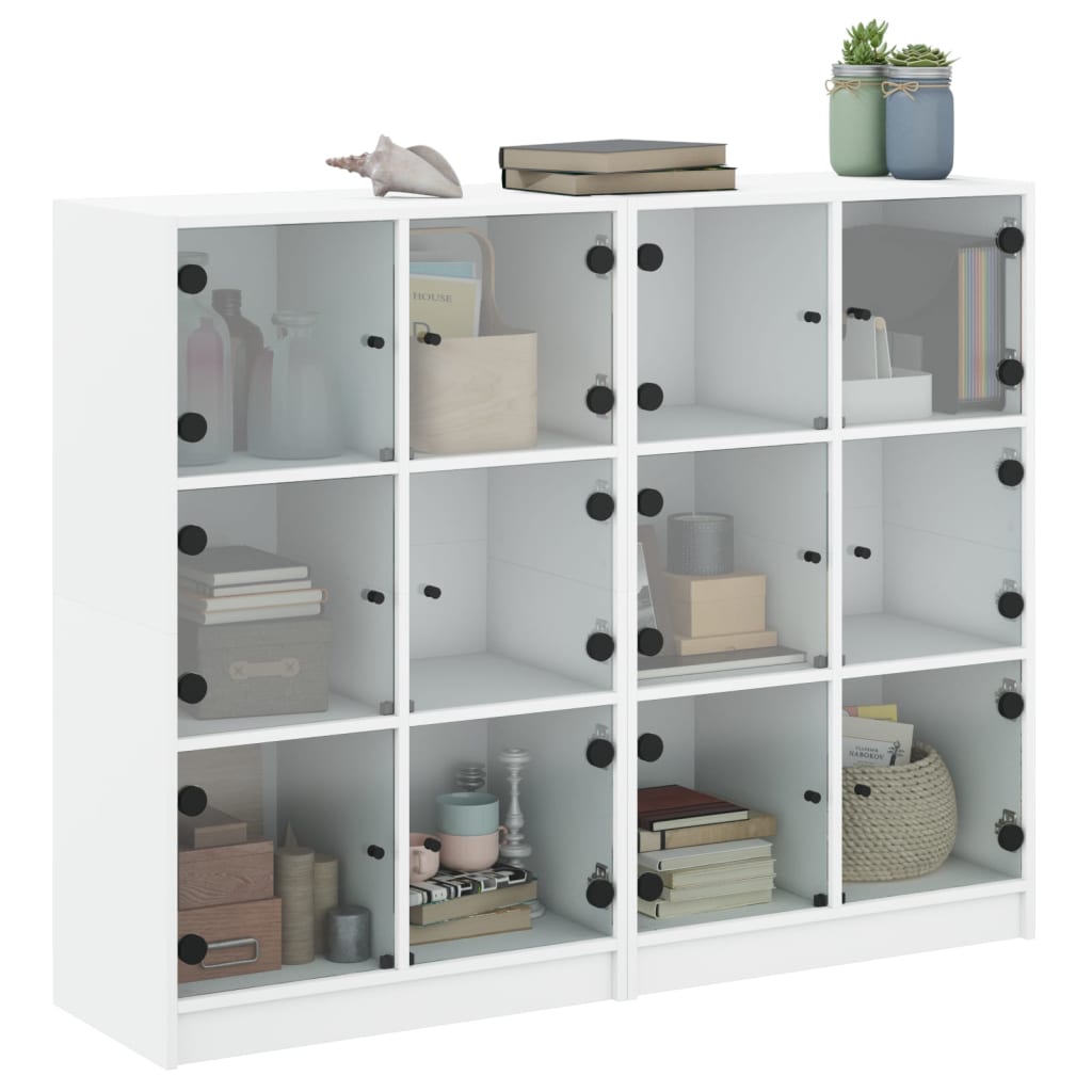 Libreria con Ante Bianca 136x37x109 cm in Legno Multistrato - homemem39